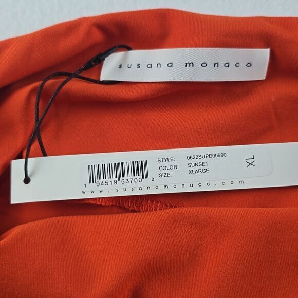 Susana Monaco NWT Square Neck Fit & Flare Mini Dress In Sunset Red XL - Picture 4 of 9